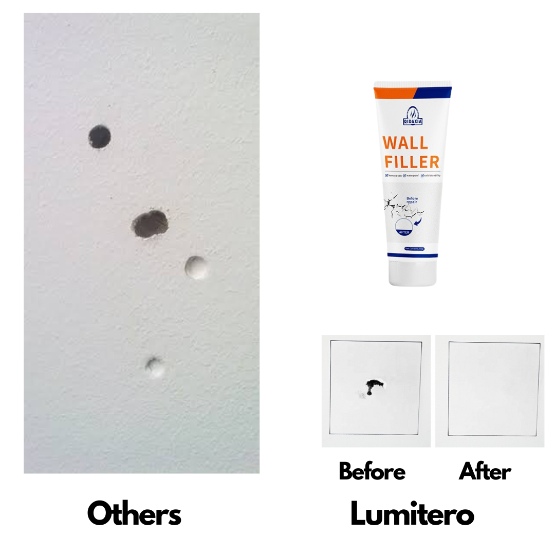 Lumitero floating candle kit vs others showing wall damage vs easy wall filler repair.